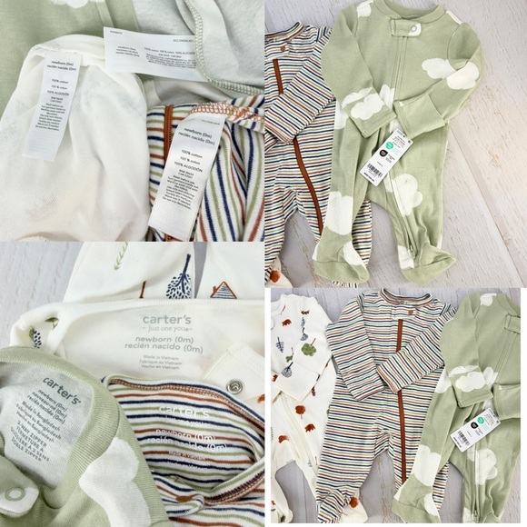 Carter’s Newborn Sleeper Lot 3 | Zip Footed Pajamas 100% Cotton - Picture 13 of 13